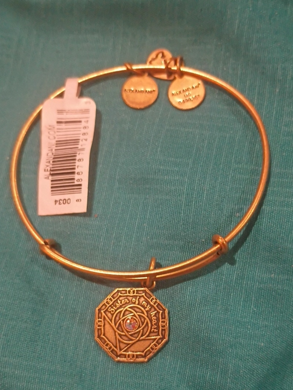NWT Alex and Ani Gold Tone "Bridesmaid" Charm Bangle Bracelet